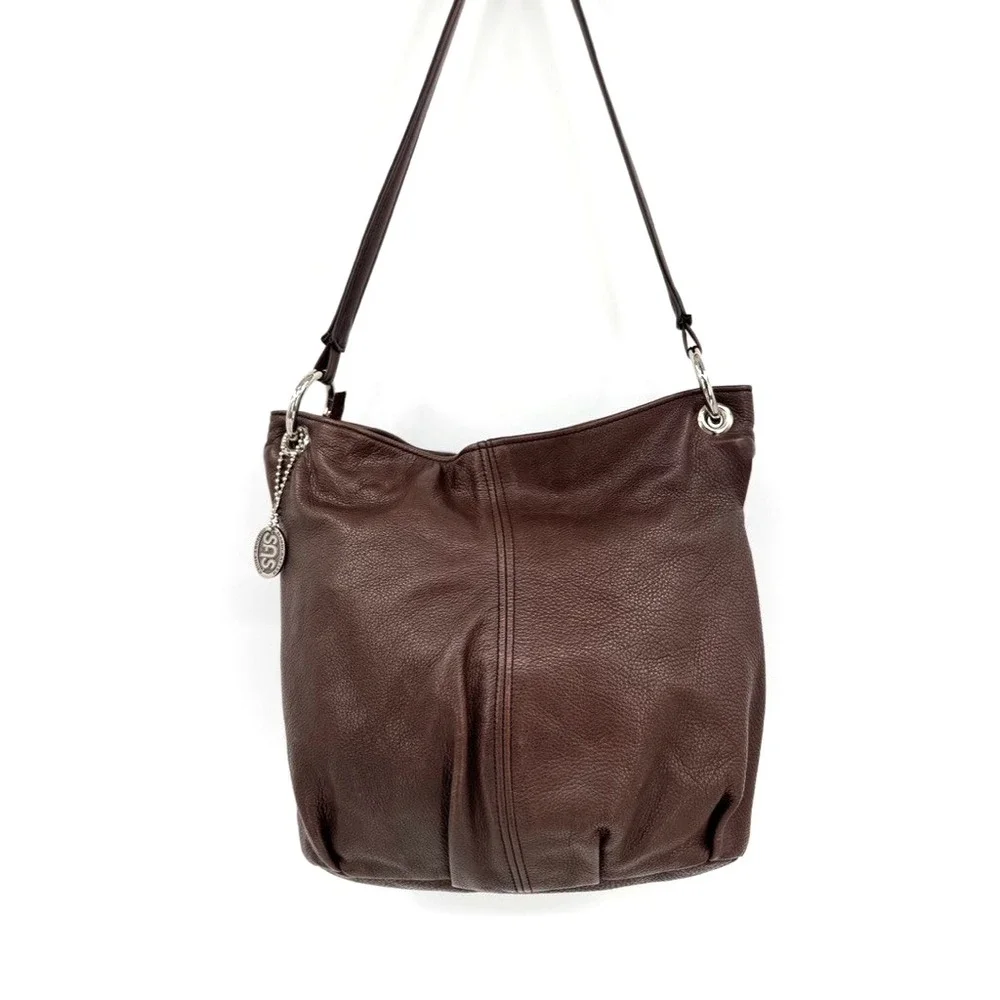 SAS Brown Leather Shoulder Bag Made In USA Soft Pebbled Leather Handbag - Picture 5 of 13